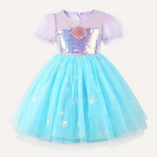 Frozen Sequin Elsa Princess Dress Elsa Elsa Princess Girls Short Sleeve Dress Birthday Halloween