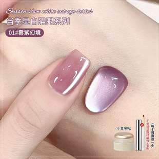 Fog Purple Fantasy Cat's Eye Nail Polish 2025 New Popular Porcelain White Stone Flash Bare Color Nail Art Shop Special