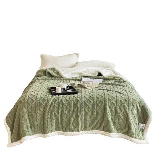 Solid color jacquard taffeta double-sided velvet blanket AB version double-layer thickened comfortable cotton velvet sherpa blanket blanket wholesale