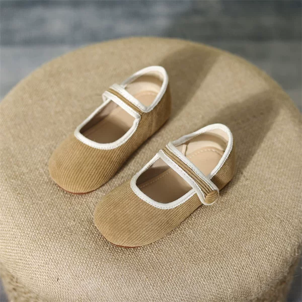 Girls' Small Leather Shoes 2025 Spring & Fall New Corduroy Velcro Cloth Shoes Baby Spring & Fall Kindergarten Breathable Shoes