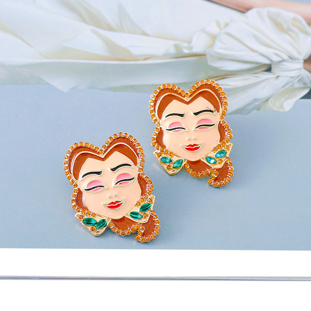 Personnalité Personnage De Dessin Animé Portrait Boucles D&#39;oreilles Mode Créative Boucles D&#39;oreilles À L&#39;huile Goutte En Gros display picture 3