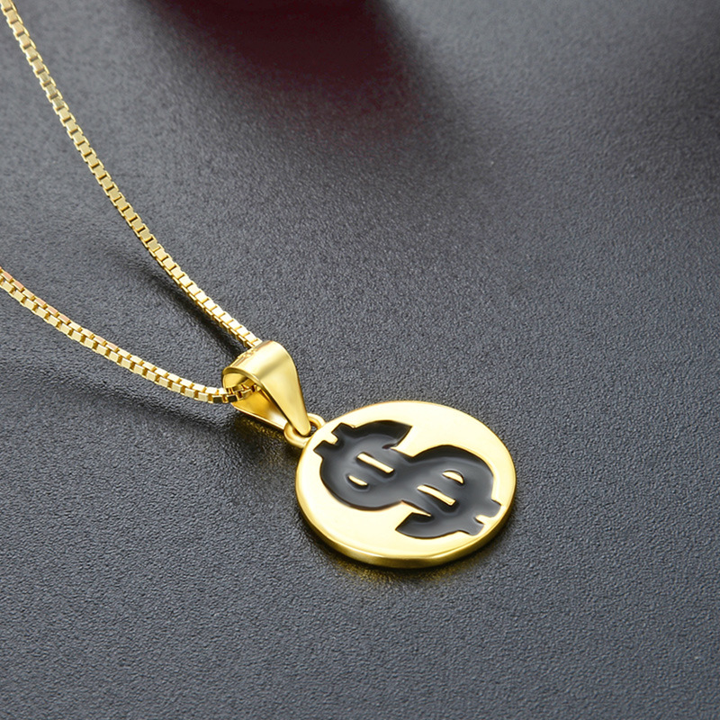 Nicho transfronterizo tendencia hip-hop europea y americana 925 plata esterlina medallas redondas colgante dólar accesorios de goteo de aceite para hombres y mujeres