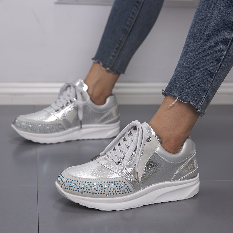 Women's Casual Running Shoes Low-cut Flat Solid Colour Trainers_voghion.com