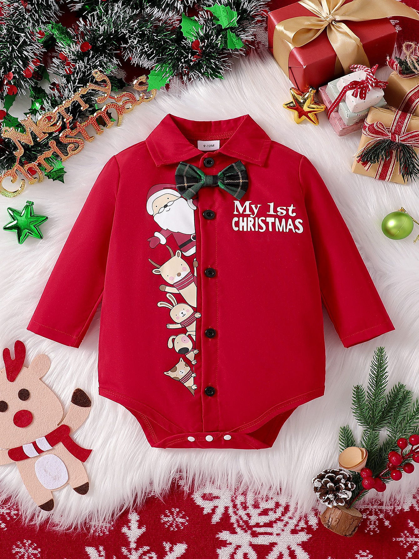 Europa y los Estados Unidos comercio exterior personalizado transfronterizo Navidad primavera y otoño 2025 bebés de manga larga alce algodón ropa de escalada de moda