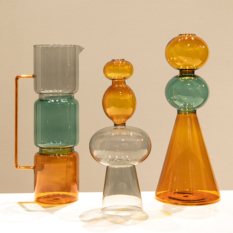 Ins European style simple colored glass creative double glass…