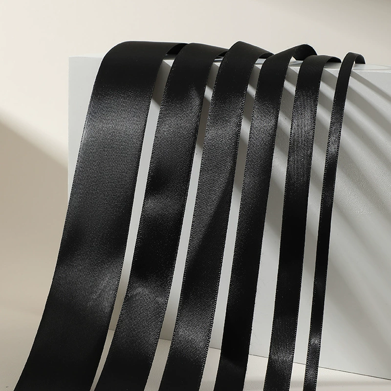 Свежая черная атласная лента, широкая шелковая лента, подарочная коробка, упаковка, тонкая лента ручной работы, сделай сам.