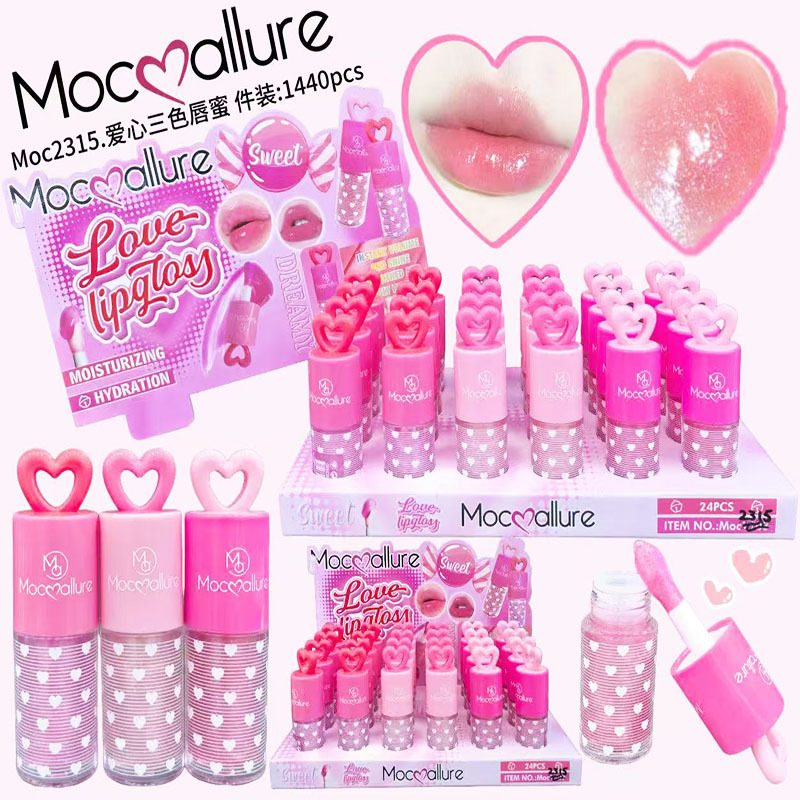 Mocoallure nuevo comercio exterior transfronterizo amor miel esmalte de labios hidratante e hidratante lindo brillo de labios de dibujos animados spot