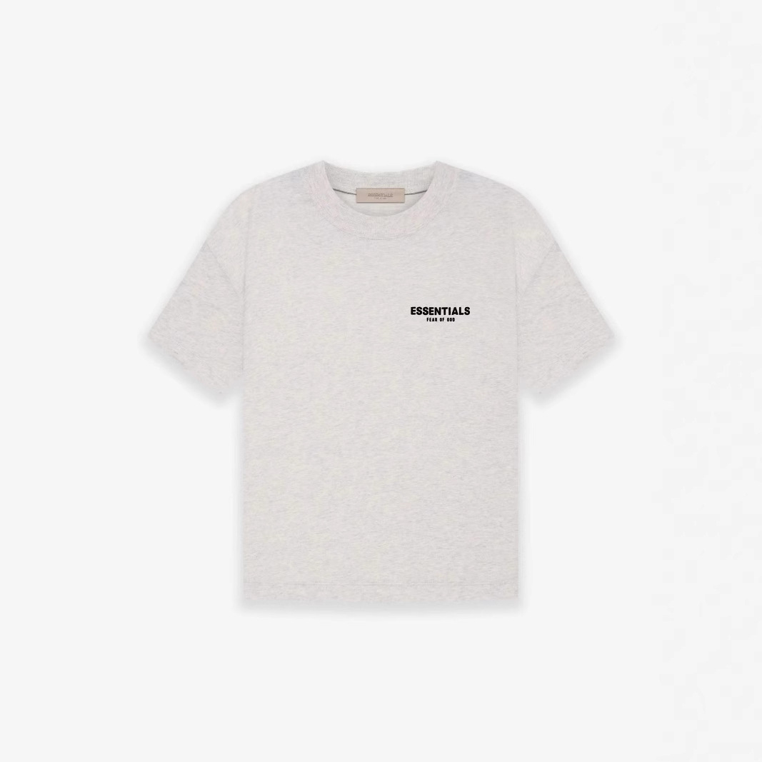 NIEBLA doble línea Temporada 8 ESENCIALES volver flocado impreso manga corta marca de moda de calle suelta camiseta casual