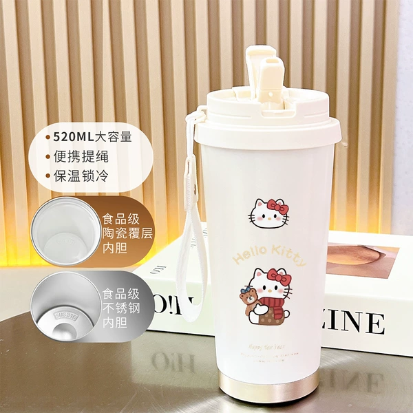 【Food Grade 316 Stainless Steel】Antique White-BXAB15615 Pink Cat