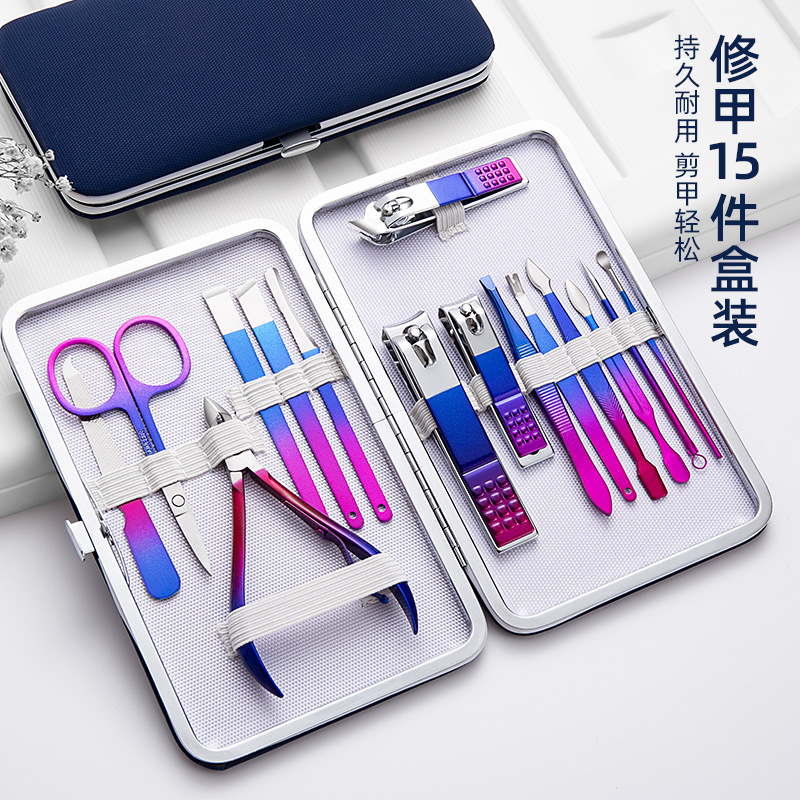 Hogar de acero inoxidable de color cortaúñas traje de color titanio cortaúñas pedicura cuchillo HERRAMIENTA DE MANICURA cortaúñas traje