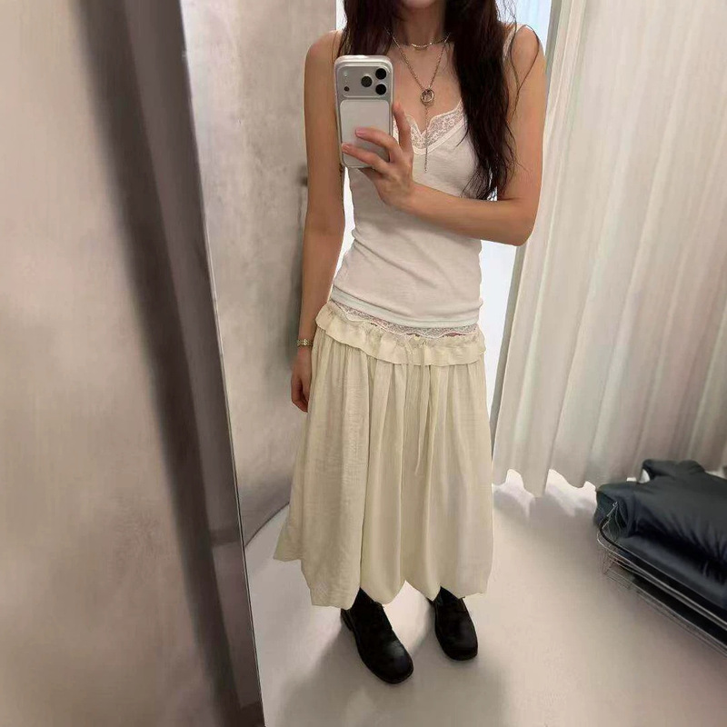 Now, Korean Designer Lace Patchwork V-Neck Camisole, Korean Style Women's Clothing, New Spring Slim-Fit Top