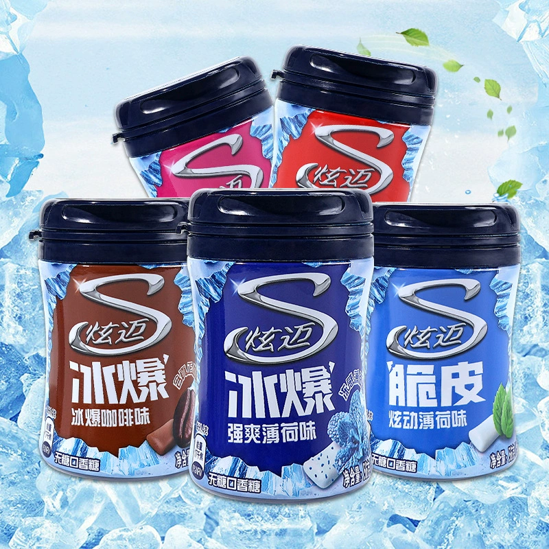 Безсахарная жвачка Strong освежающая мята вкус 56 г бутылка ледяной горящий хрустящий сахар для вождения сонливых конфет-лепешек