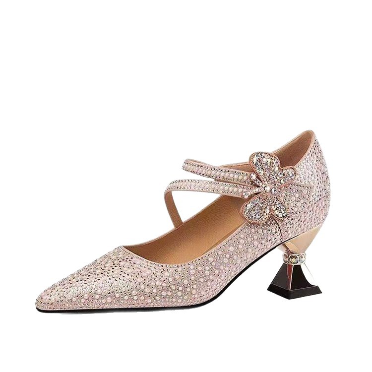 2026 primavera nuevo temperamento mujer zapatos de tacones bajos arco tacones de moda antideslizante zapatos de tacones altos
