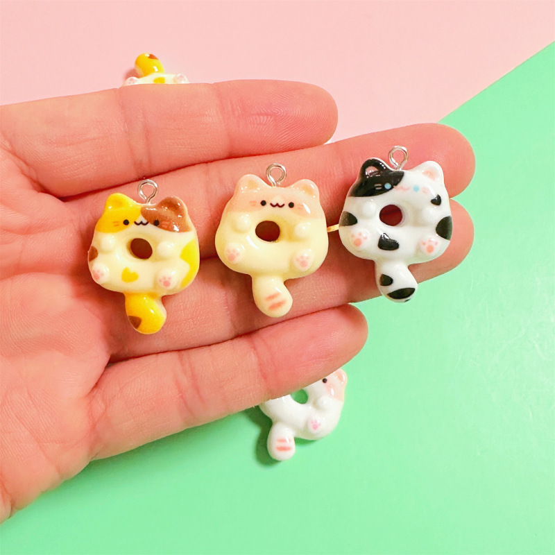 猫咪甜甜圈树脂吊坠diy首饰项链手链耳坠挂件钥匙扣创意礼品配件|undefined