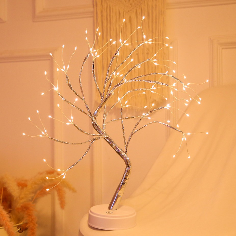 Lámpara de árbol pequeño transfronterizo LED, alambre de cobre, decoración de árbol de perlas, luz de color, decoración de atmósfera de gypsophila, luz de noche