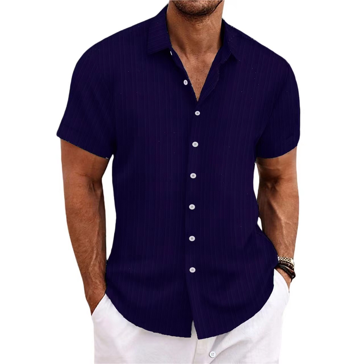 169g Weight Short Sleeve Sleeve Length Regular Sleeve Sleeve Type Cotton Blend, Cotton and Linen Fabric Type Regular Top Length Blouse Tops Type Casual, Street Occasion Turndown Neckline Loose Fit Type Solid Color Pattern Summer Season Men's Gender Simple Style, Classic Style Style Wholesale Men's Cotton Blend Cotton And Linen Simple Style Classic Style Solid Color Short Sleeve Men's Shirts 3