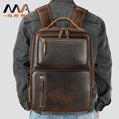 欧米のレトロな狂馬の皮のリュックサックの男性の高級感の屋外のレジャー旅行の本革のリュックサックのビジネスのコンピュータのカバン