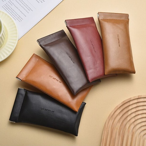 Casual and Portable Glasses Bag, High-End Multi-Color Leather Waterproof Japanese Style Sunglasses Storage Bag, Glasses Bag, Glasses Case