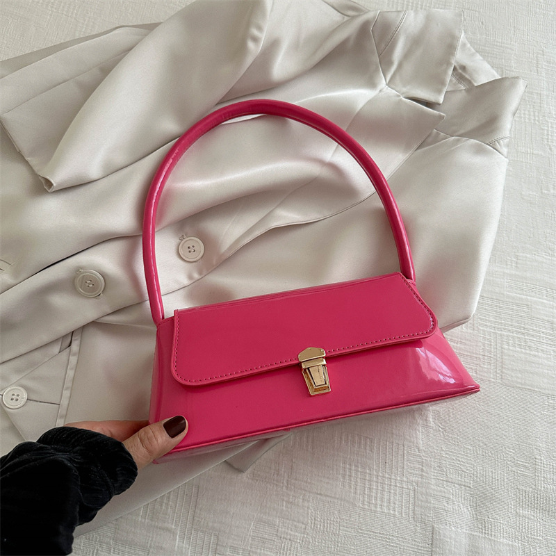 Temperamento simple bolso de hombro de bloqueo de color sólido para mujeres 2024 primavera y verano nuevo nicho de alta calidad bolso de brazo bolso de mujer