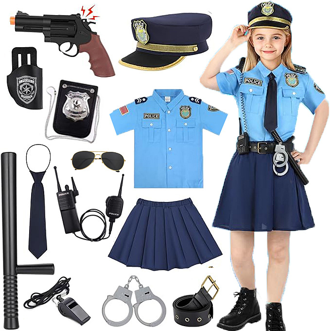 New Kids Police Costume Halloween Cosplay Party Costume Cross Border Police Toy suit