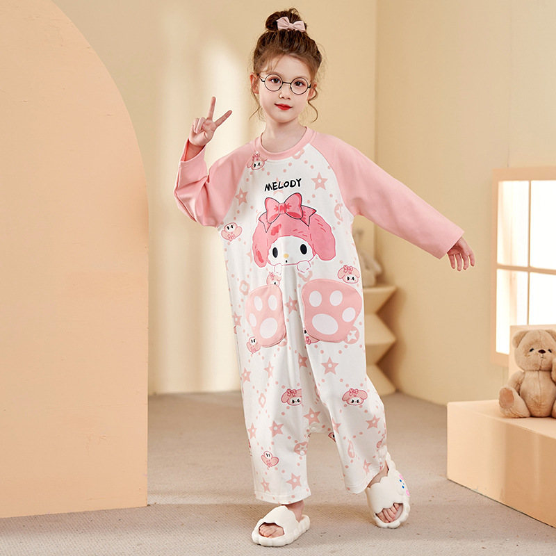 女の子の連体パジャマ子供の長袖は春と秋の赤ちゃんに風邪をひかれないようにされています。|undefined