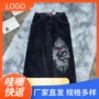 印花宽松男士嘻哈牛仔裤