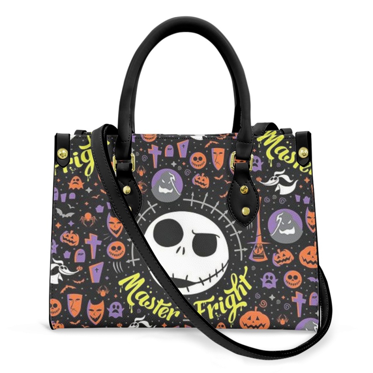 来图印花手提包无肩带单肩包女士挎包圣诞夜惊魂元素印花独立站