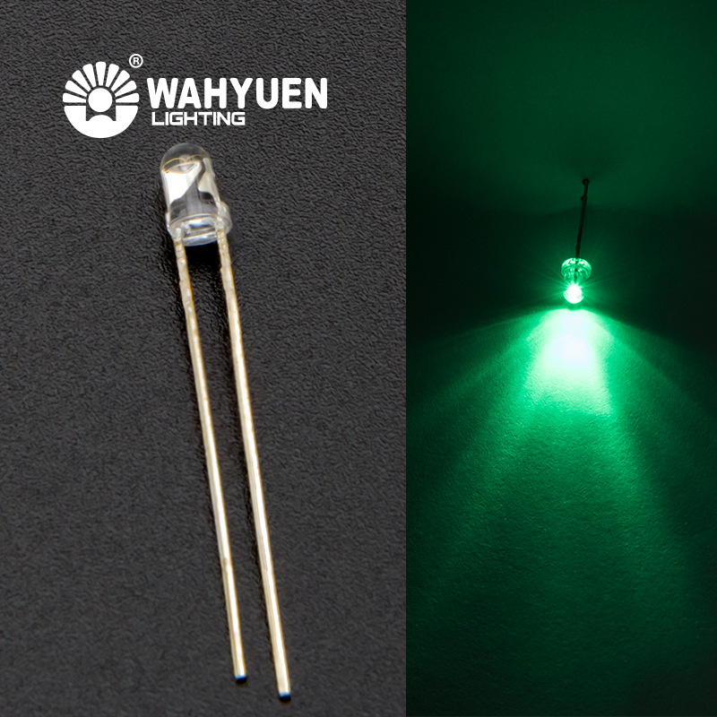f3普通LED透明白发绿光灯珠3mm指示灯高亮度发光二极管厂家定·制