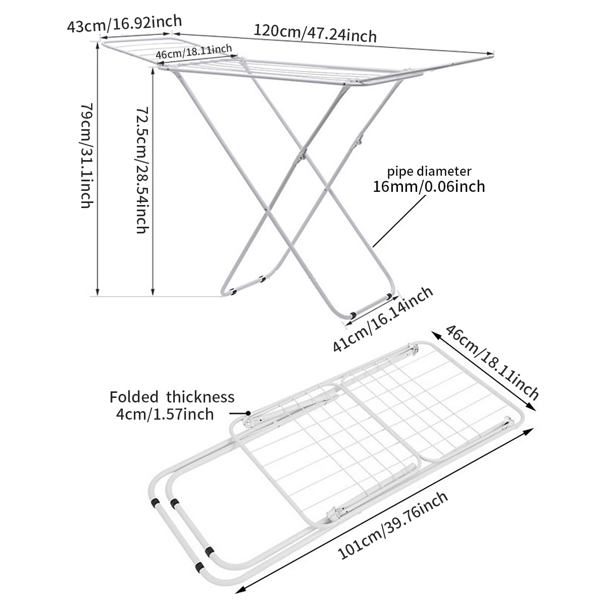 Transfronterizo tipo X piso percha de secado de ropa balcón plegable percha de secado de ropa interior y exterior sin instalación percha de secado de ropa al por mayor