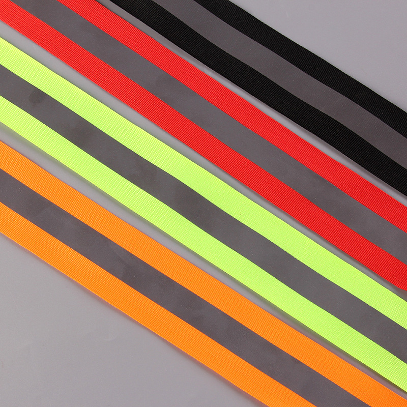 厂家现货批发普亮高亮TC布反光条 化纤反光织带辅料 彩色反光织带
