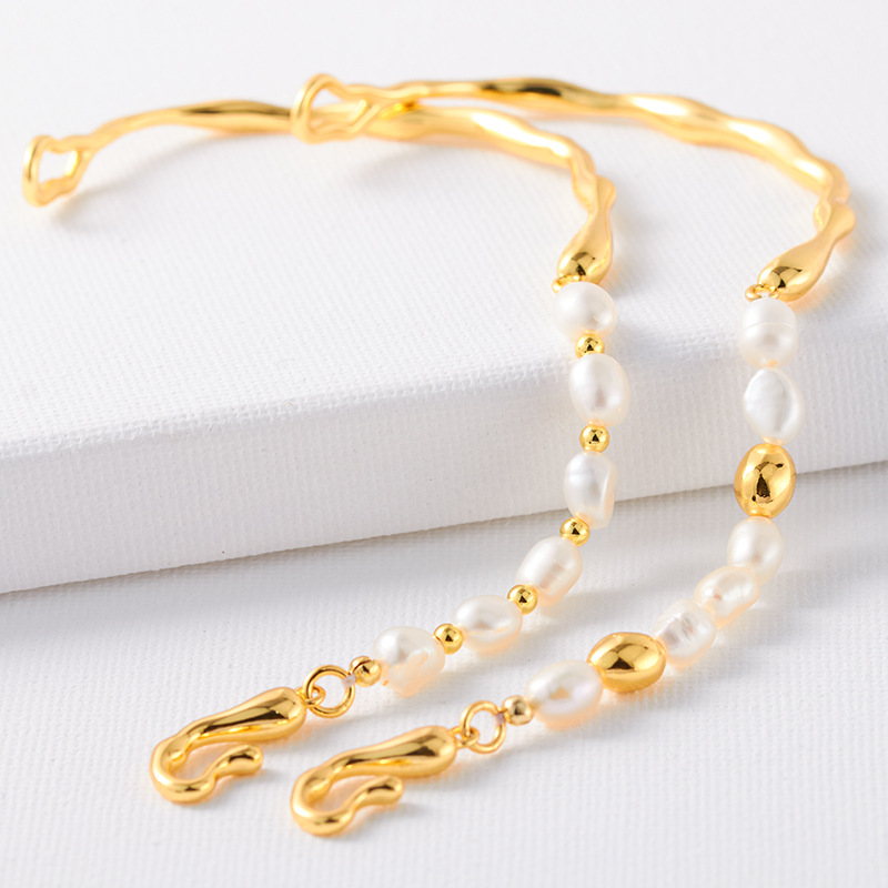 1 Piece Quantity Holiday, Daily Occasion Freshwater Pearl, Brass Material Elegant Irregular Freshwater Pearl Brass 18K Gold Plated In Bulk