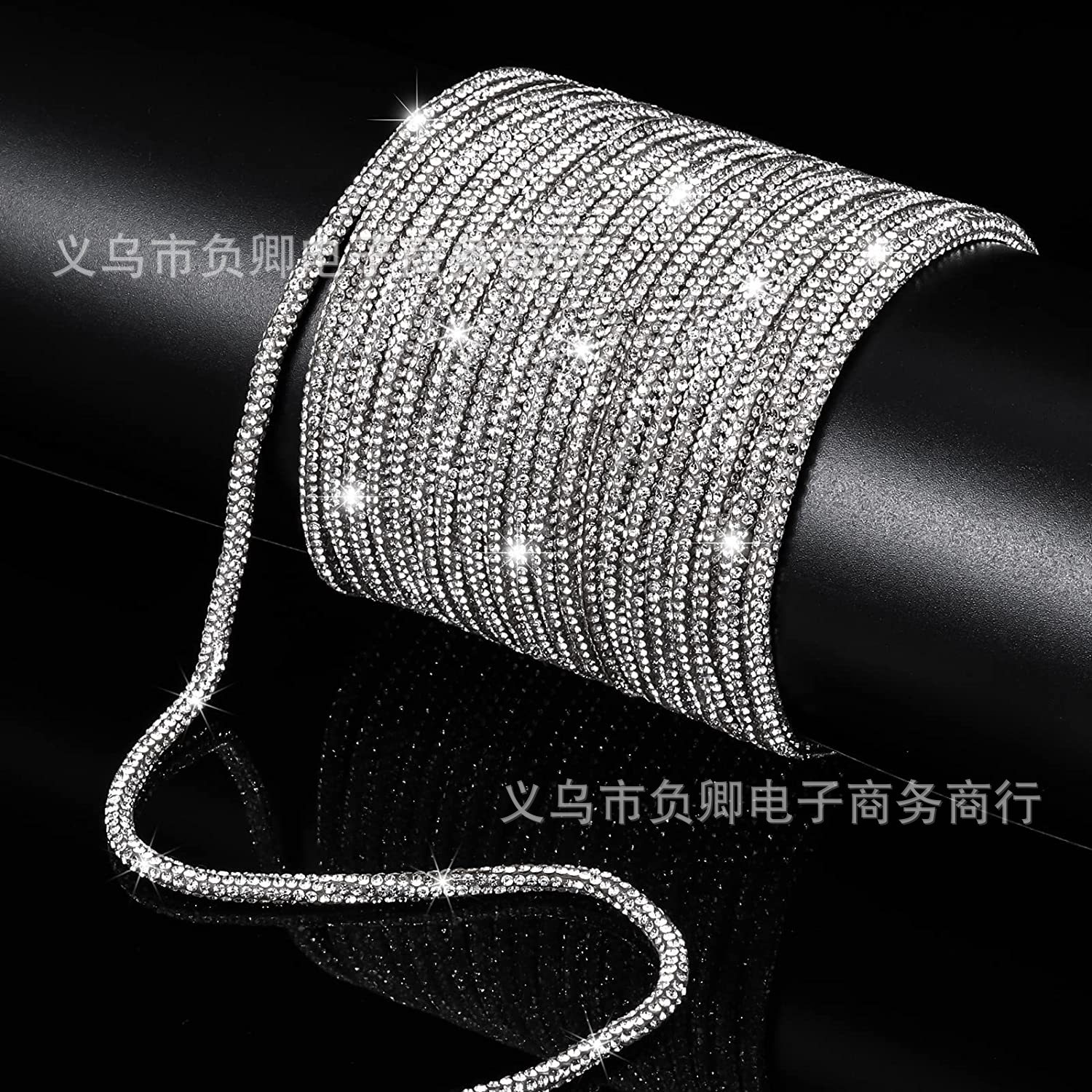 No. 4 6-Row Cotton Core Soft Diamond Rope 4mm Rhinestone Shoelaces DIY Rhinestone Cotton Rope Sweatshirt Shoes Clothing Accessories