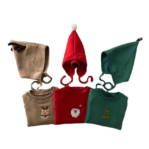 Ins style baby Christmas clothes autumn and winter new infant jumpsuit plus velvet thickened romper suit to keep warm