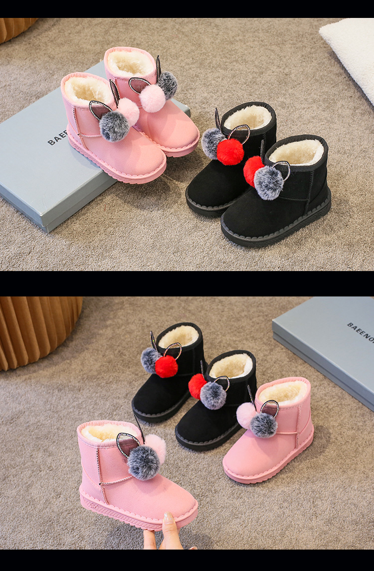 Çocuk 2024 yün topu kar kalın çocuk botları sıcak pamuklu ayakkabılar_voghion.com