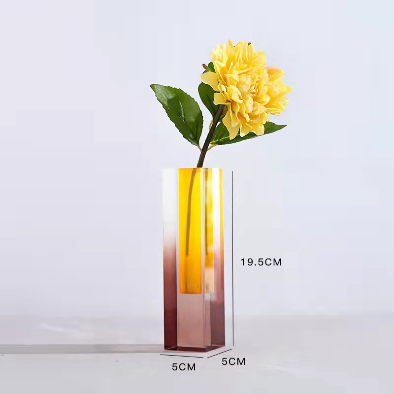 400g Weight Vase Home Textiles & Decor Type 1 Piece Quantity Glass Material Gradient Color Pattern All Seasons Season Simple Style Style Simple Style Gradient Color Glass Vase Artificial Flowers 无