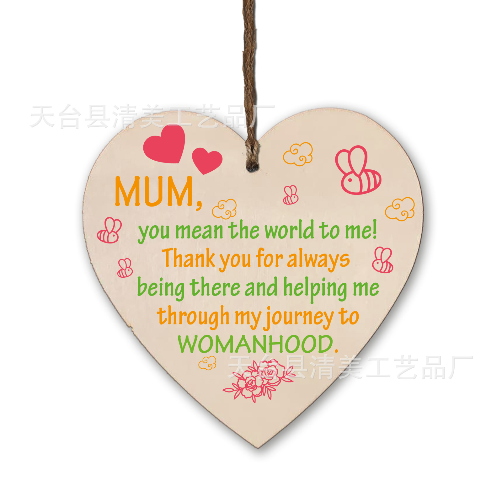 100mm love madera pieza colgante 1 paquete