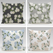 跨境绣球花花卉抱枕套家居客厅沙发装饰方形抱枕办公桌午休趴睡枕