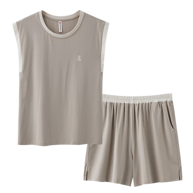 女性用パジャマ夏モーダルベストノースリーブショーツセット2025新しい薄い夏のホーム服は屋外で着用できます|undefined