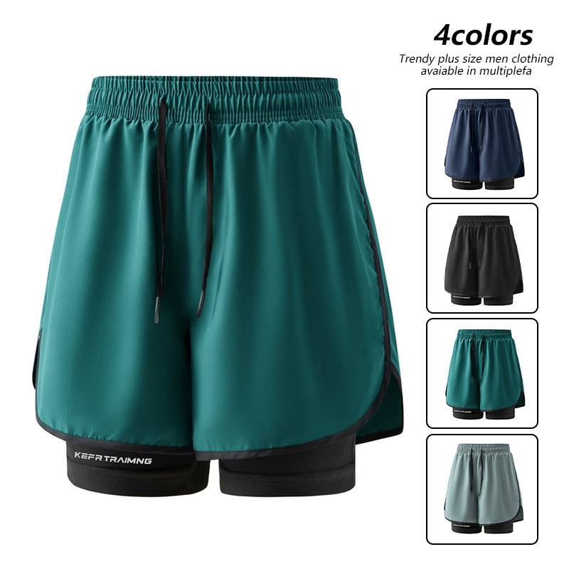 New Cross-Border Men's Two-Piece Sports Shorts, Summer Quick-Dry Breathable Multi-Color Plus-Size Running Shorts, In-Stock New Cross-Border Men's Two-Piece Sports Shorts, Summer Quick-Dry Breathable Multi-Color Plus-Size Running Shorts, In-Stock