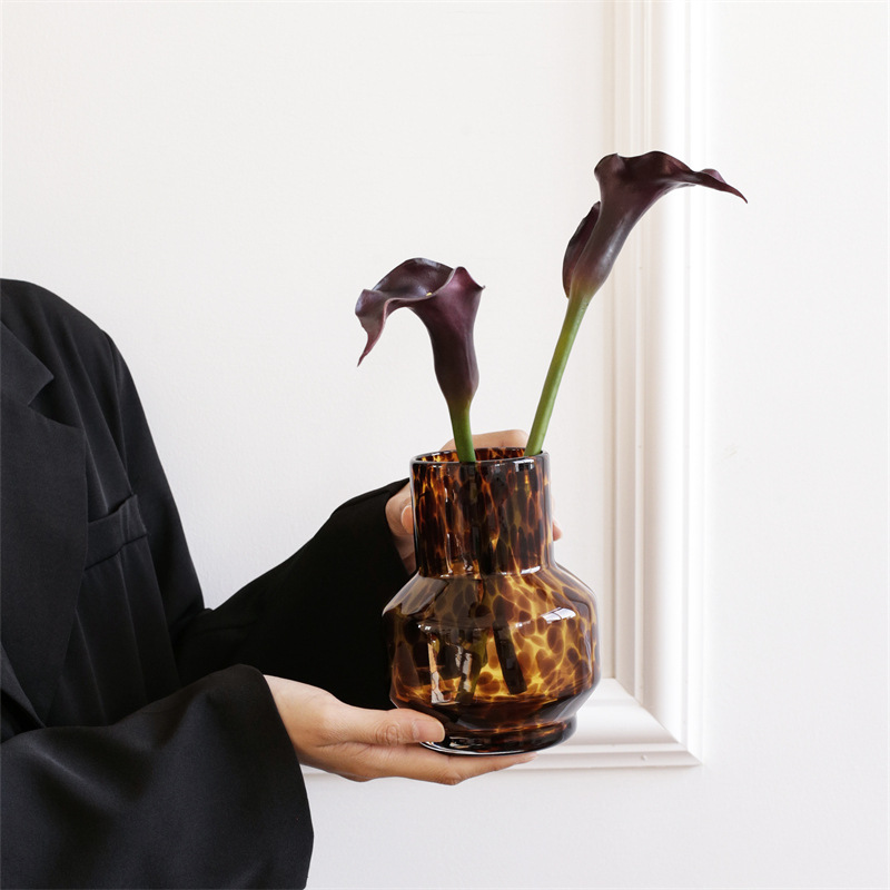 Jarrón de concha de carey 1 pieza de diseño de alto nivel, entrada a la sala de estar, decoración de jarrón de vidrio medieval, decoración de regalo de arte