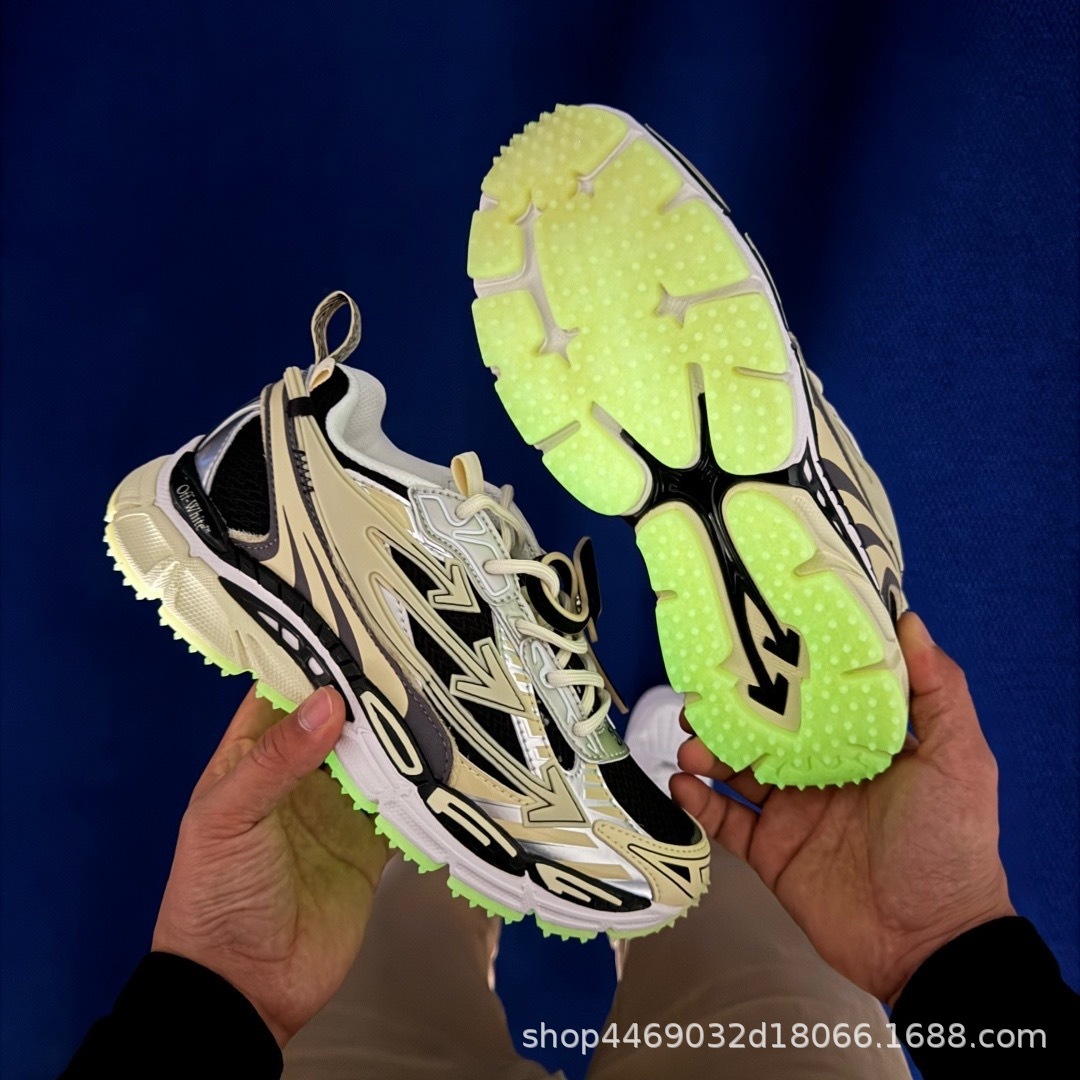 Cross-Border Off-White Dad Shoes High Version Unisex Retro Versatile Thick-Soled Height-Increasing Casual Running Sneakers
