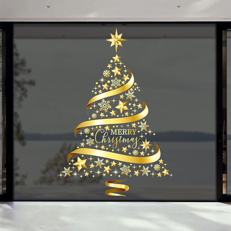 メーカーの商品の供給源のクリスマスの新型の金色のクリスマスのボールのクリスマスツリーの静電気のガラスのショーウインドーの客間の寝室の壁は絵を貼ります。|undefined
