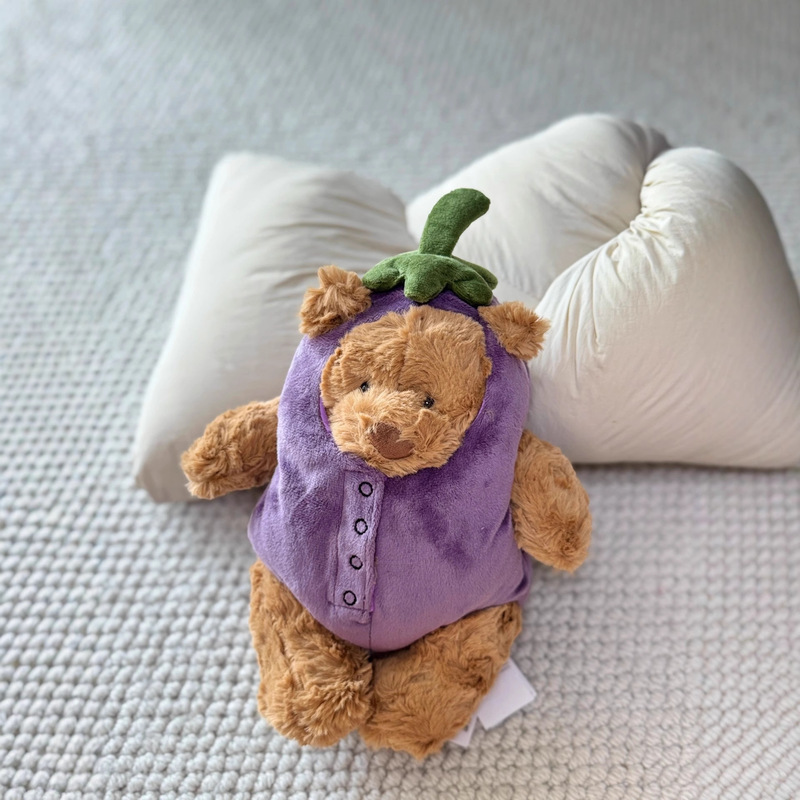British Jellycat Barcelona Bear Eggplant Bear Strawberry Bear Stuffed Toy Soothing Doll Doll Gift Healing