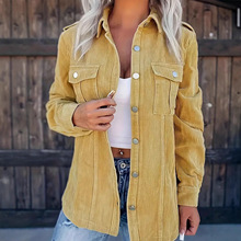 2025跨境欧美外贸亚马逊速卖通新款女装秋冬长袖纯色灯心绒衬衫女