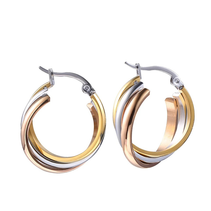 9g Weight Earrings Classification Street Occasion Stainless Steel Material Geometric, Circle Pattern Women'S Gender Round, Ellipse Design Simple Style Style Gold, Silver Color Simple Style Geometric Circle Stainless Steel Round Ellipse Earrings 3