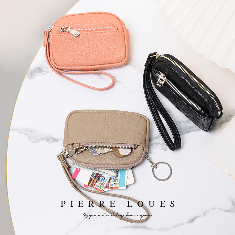 Cross-Border New Popular High-End Korean Style Small Bag with Double Zipper, Large Capacity Mini Bag, Key Bag, Coin Purse