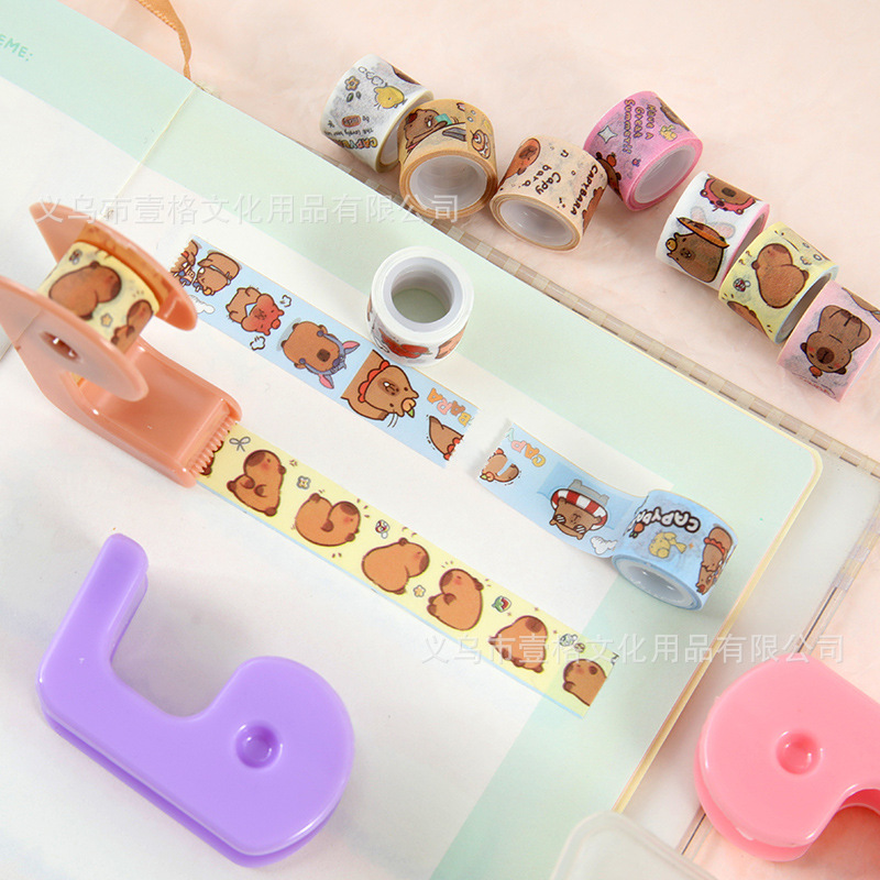 Nuevos productos Capibara 9 + 1 mini y papel conjunto de cinta adhesiva estudiantes chicas cuentas de mano DIY pegatinas recompensas pequeños regalos
