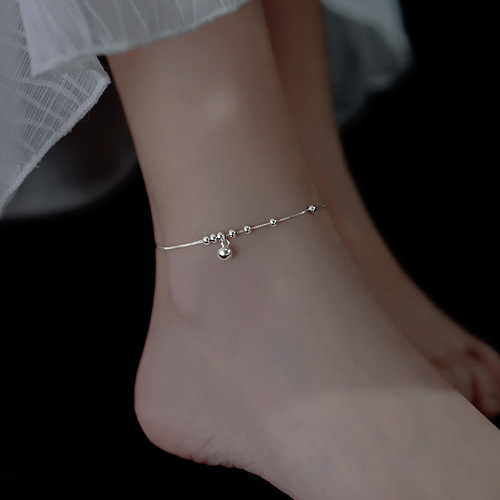 Round Bead Bell Ankle Chain for Women  New Simple and Elegant Style Ins Unique Design Ankle Accessory Fashion Korean Version