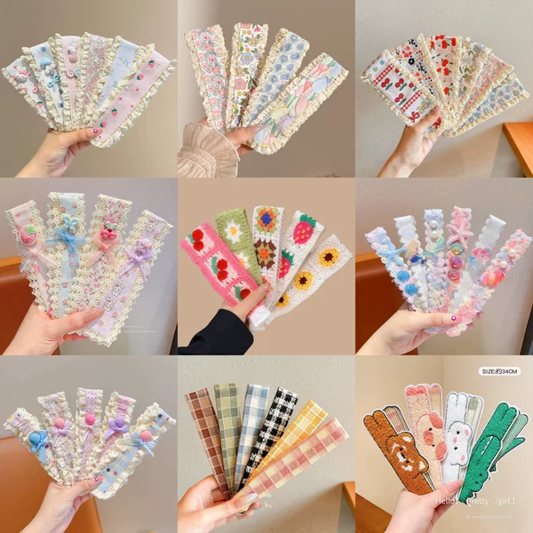 Small floral knitted fringe headband for women, French-style hair patch, non-pressing hairband for face washing, hair accessory