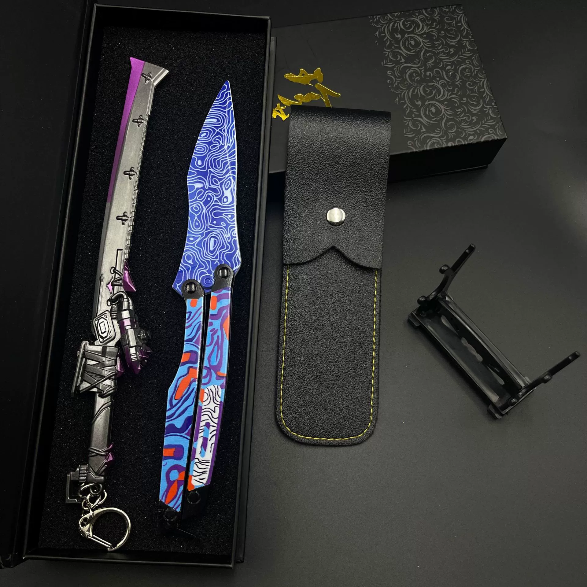 Нежа Шэньлун Нунчакус Peace Elite Game Flame Knife Cold Front Metal Crafts Ornaments Model Gift Box Pack